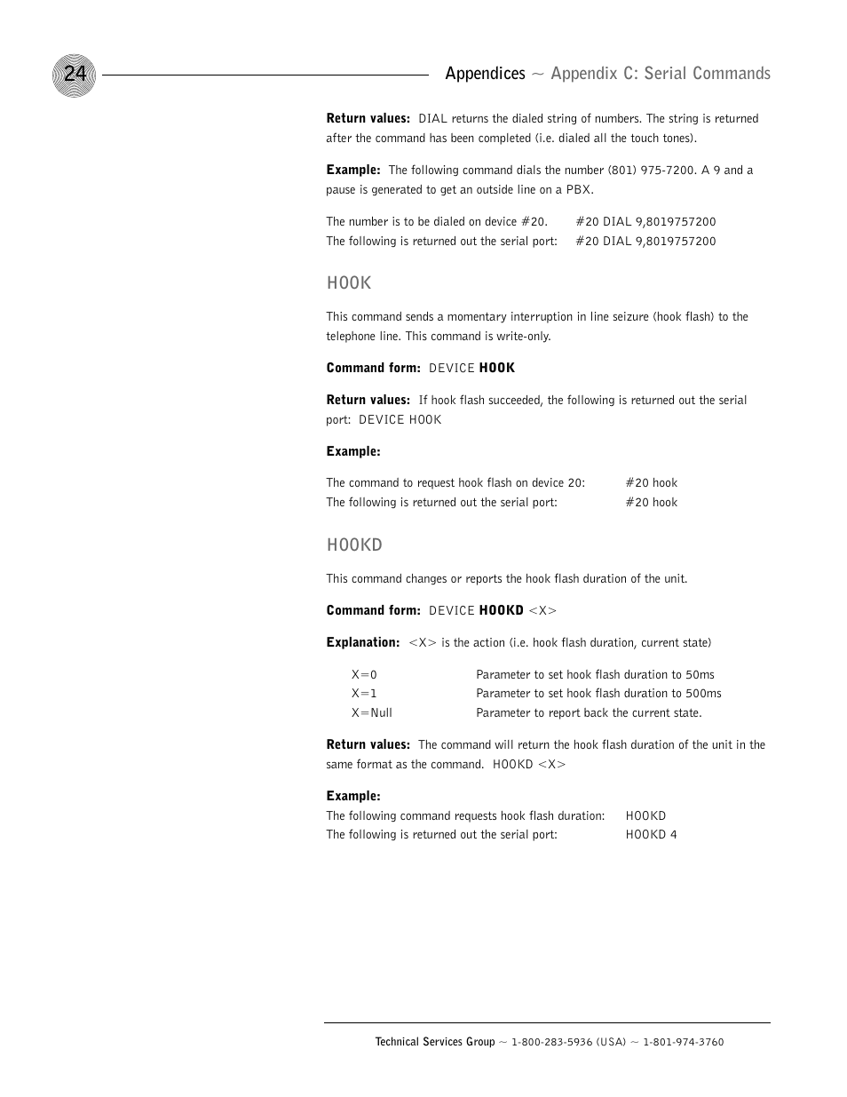 Appendices ~ appendix c: serial commands, Hook, Hookd | ClearOne AP10 User Manual | Page 28 / 40