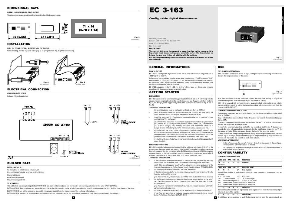 EVCO EC3163 User Manual | 2 pages