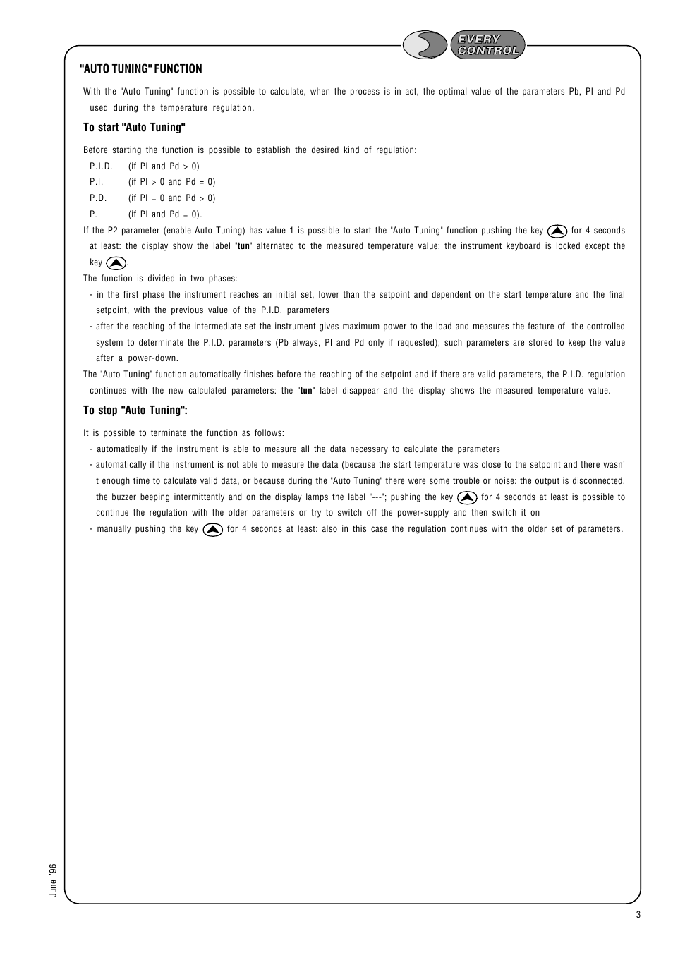 Auto tuning" function | EVCO EC3173 User Manual | Page 3 / 5