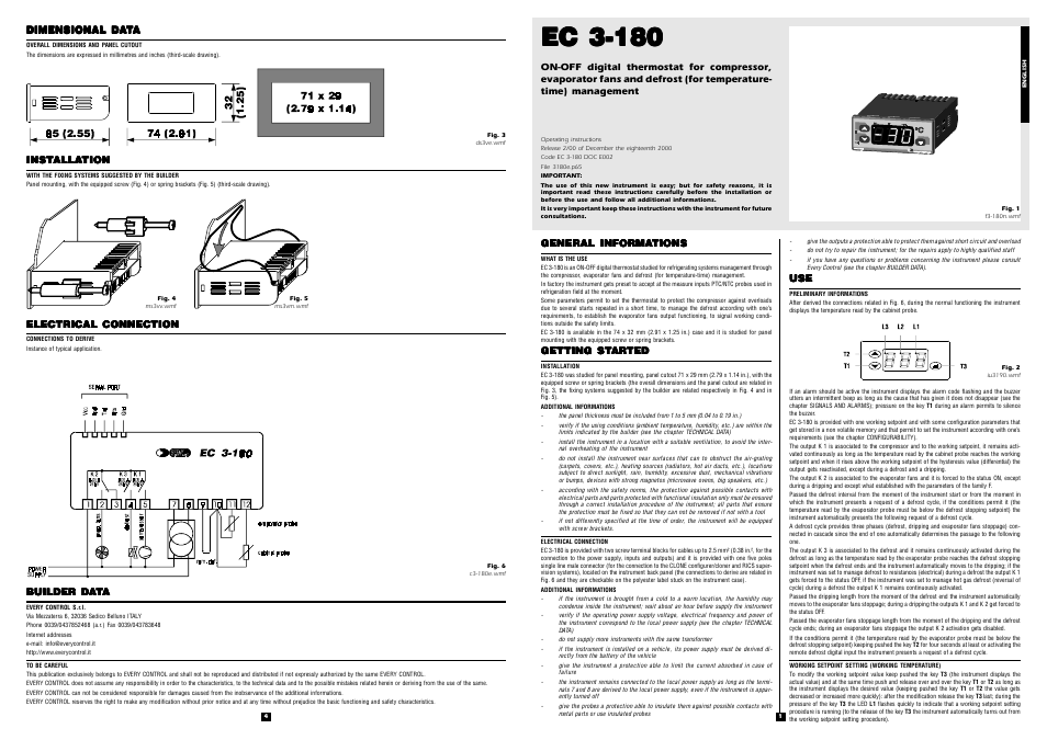 EVCO EC3180 User Manual | 4 pages