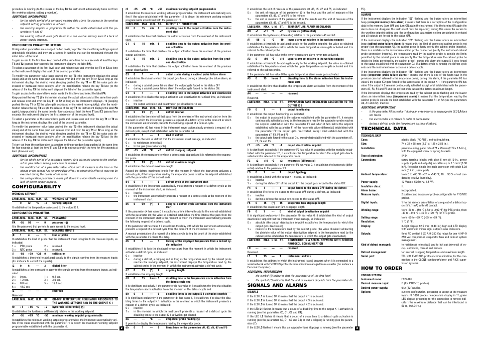 Configurability, Signals and alarms, Technical data | How to order | EVCO EC3181 User Manual | Page 2 / 2