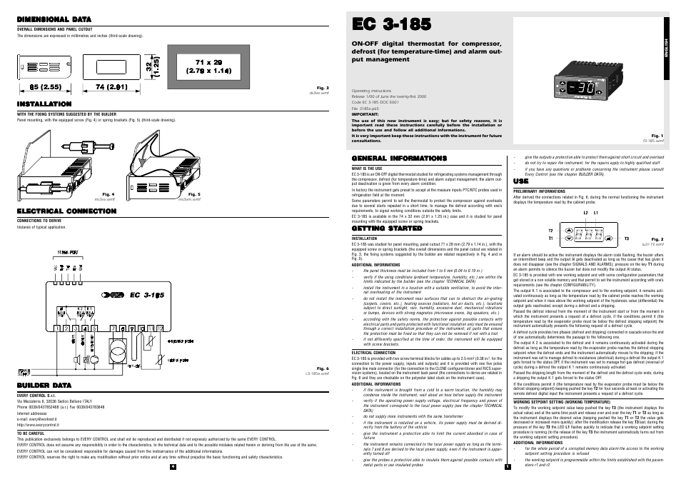 EVCO EC3185 User Manual | 2 pages