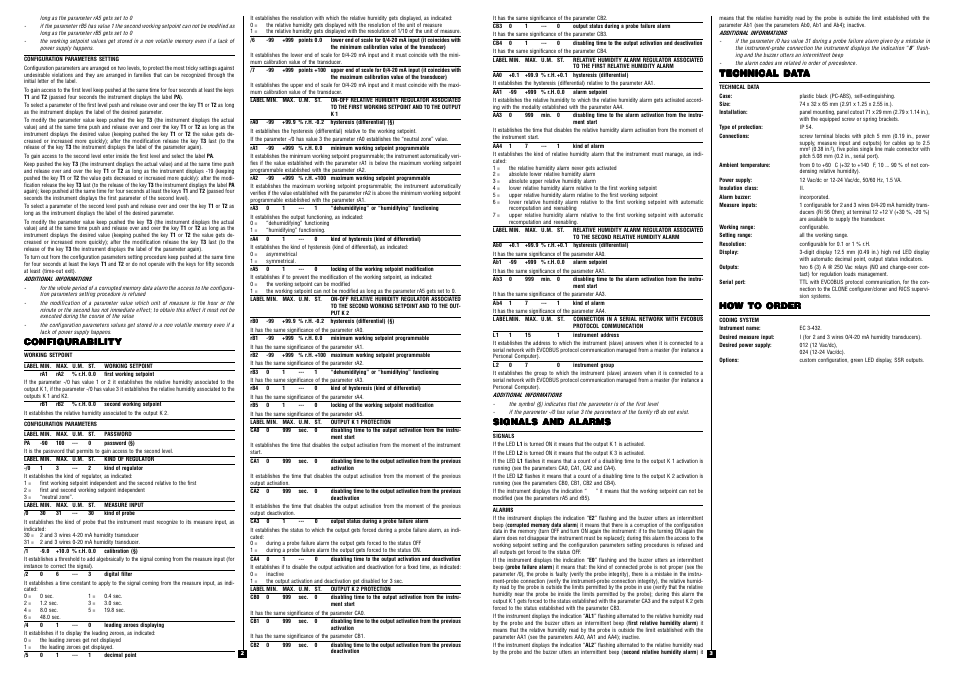 Configurability, Signals and alarms, Technical da | How to order | EVCO EC3432 User Manual | Page 2 / 2