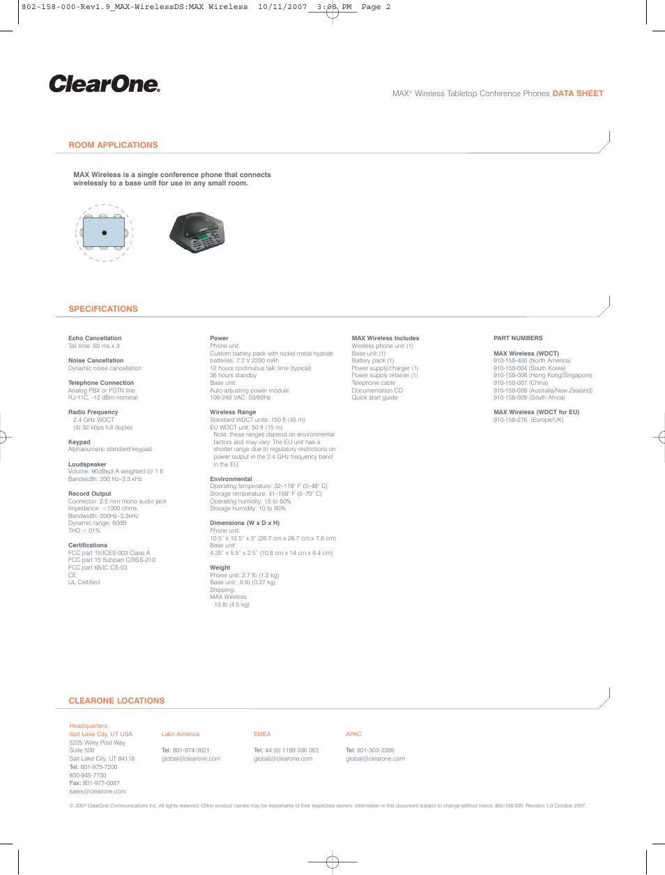 ClearOne comm MAX Wireless 910-158-009 User Manual | Page 2 / 2