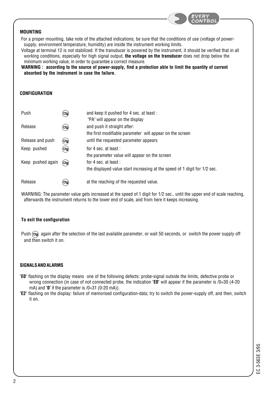 EVCO EC3563 User Manual | Page 2 / 4