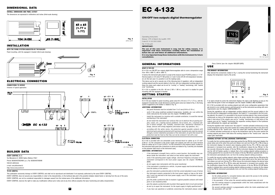 EVCO EC4132 User Manual | 2 pages