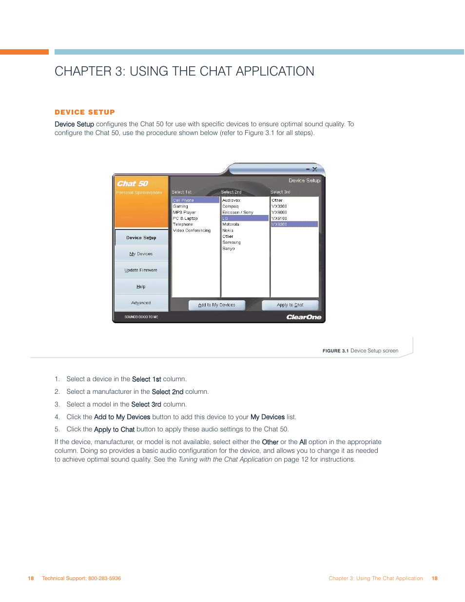 Chapter 3: using the chat application | ClearOne comm 50 User Manual | Page 22 / 38