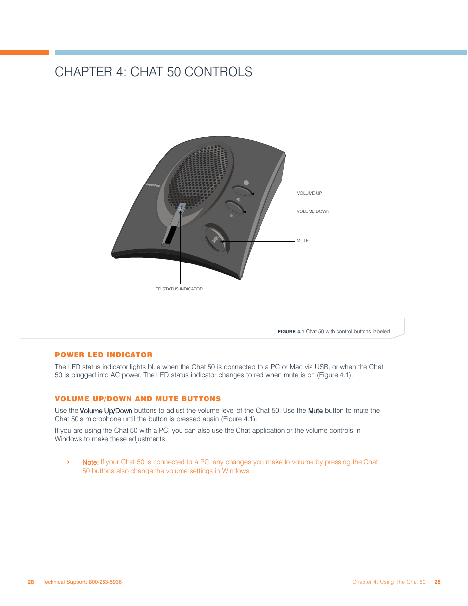 Chapter 4: chat 50 controls | ClearOne comm 50 User Manual | Page 32 / 38