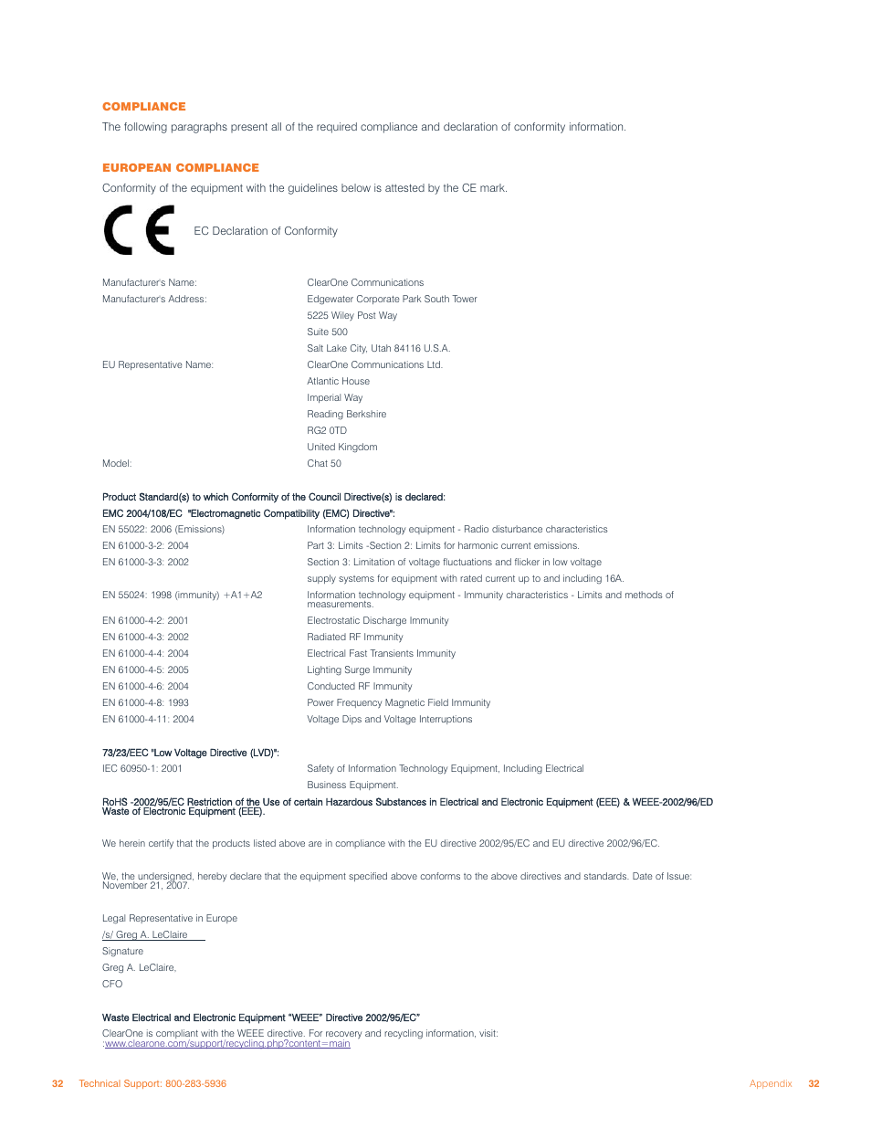 ClearOne comm 50 User Manual | Page 36 / 38