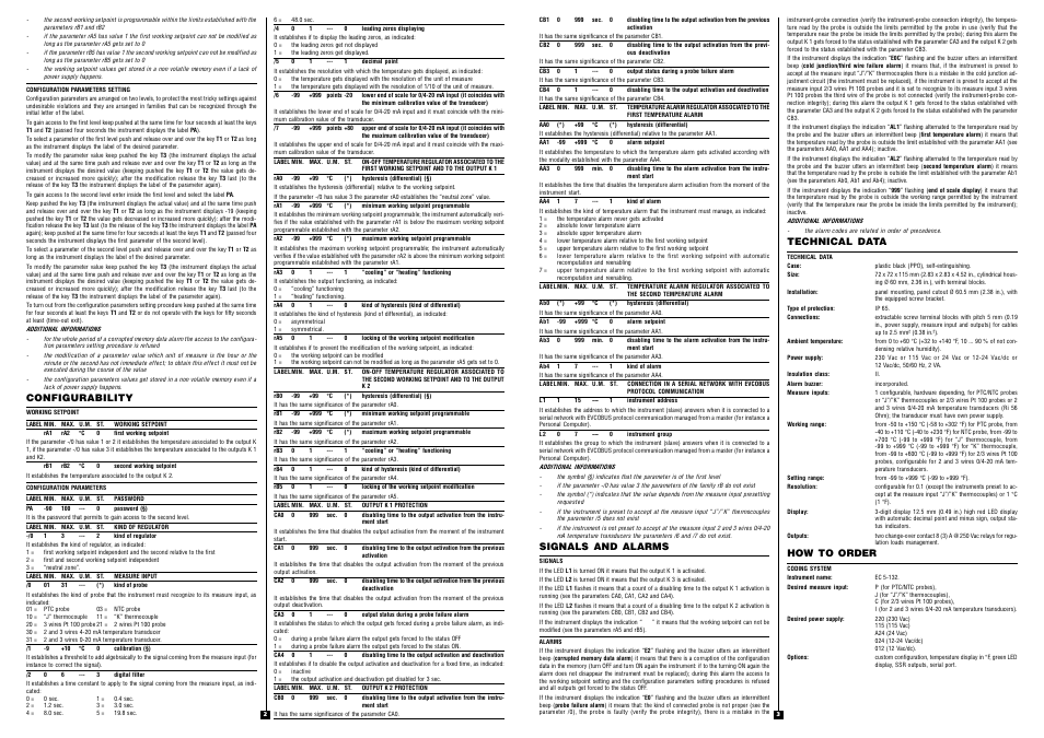 Configurability, Signals and alarms, Technical data | How to order | EVCO EC5132 User Manual | Page 2 / 2