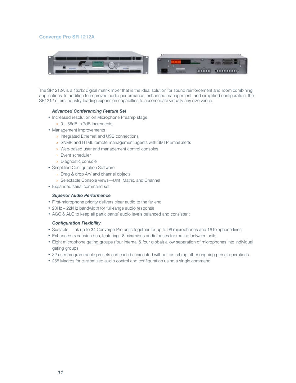 ClearOne comm CONVERGE SR 1212 User Manual | Page 16 / 320