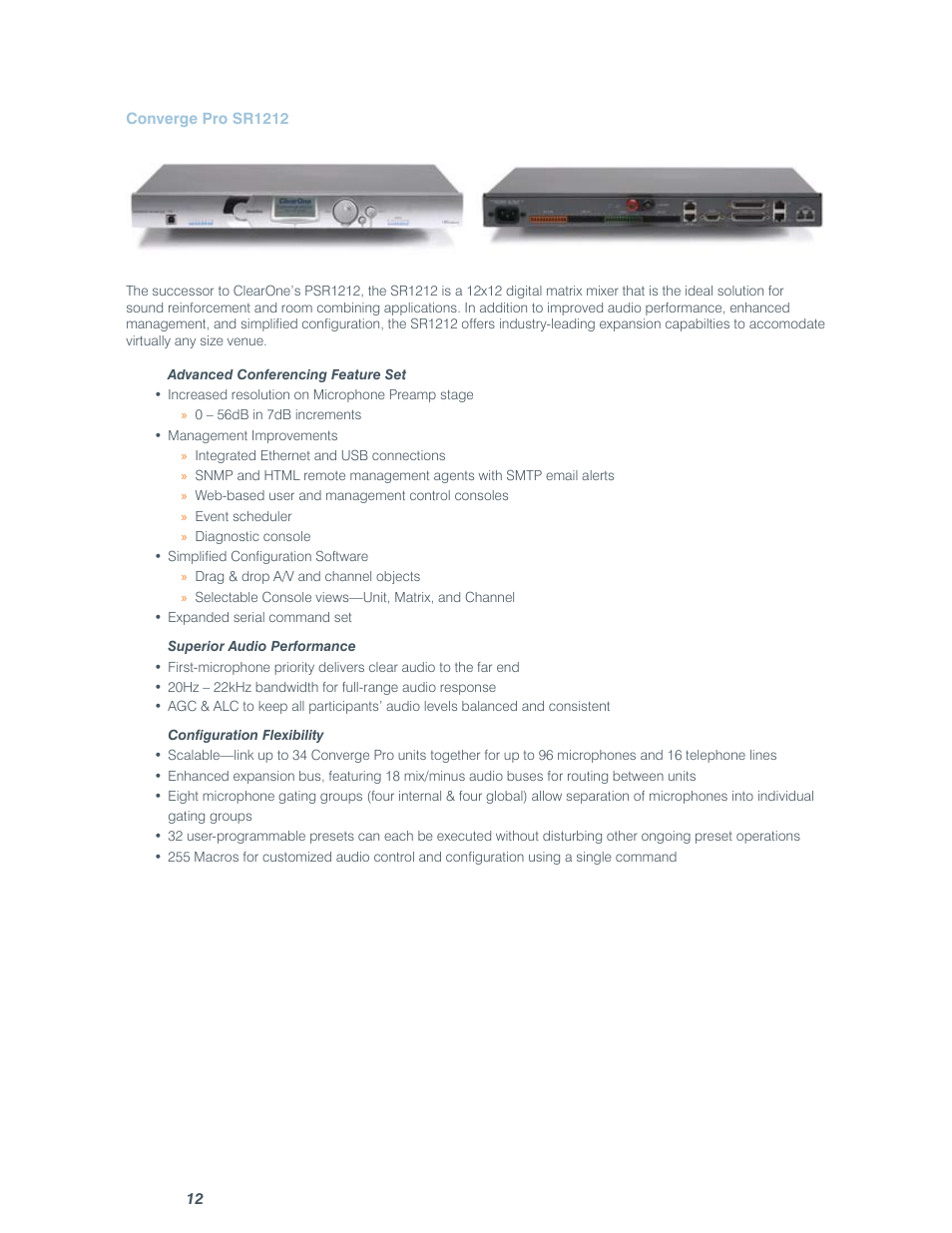 ClearOne comm CONVERGE SR 1212 User Manual | Page 17 / 320