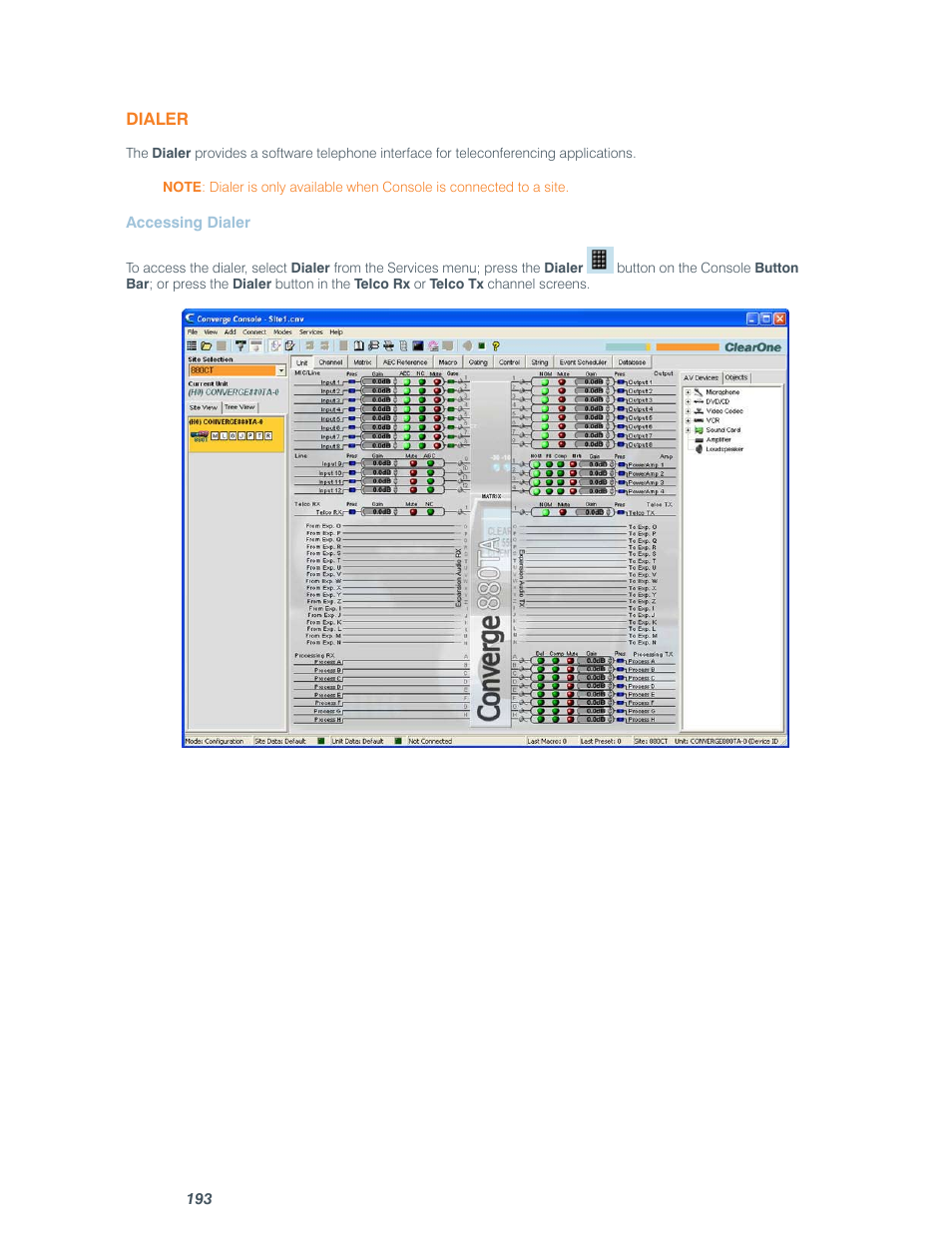 ClearOne comm CONVERGE SR 1212 User Manual | Page 198 / 320