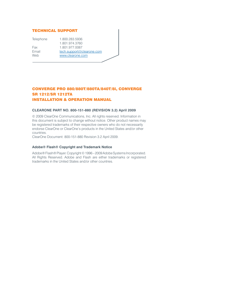 ClearOne comm CONVERGE SR 1212 User Manual | Page 2 / 320