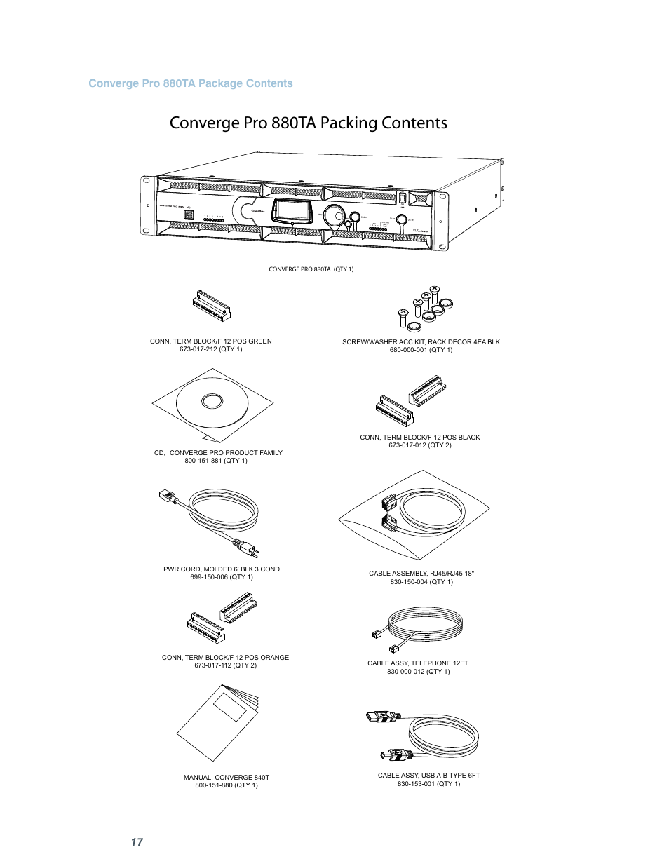 Converge pro 880ta packing contents | ClearOne comm CONVERGE SR 1212 User Manual | Page 22 / 320