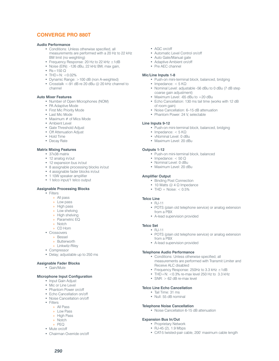 Converge pro 880t | ClearOne comm CONVERGE SR 1212 User Manual | Page 295 / 320