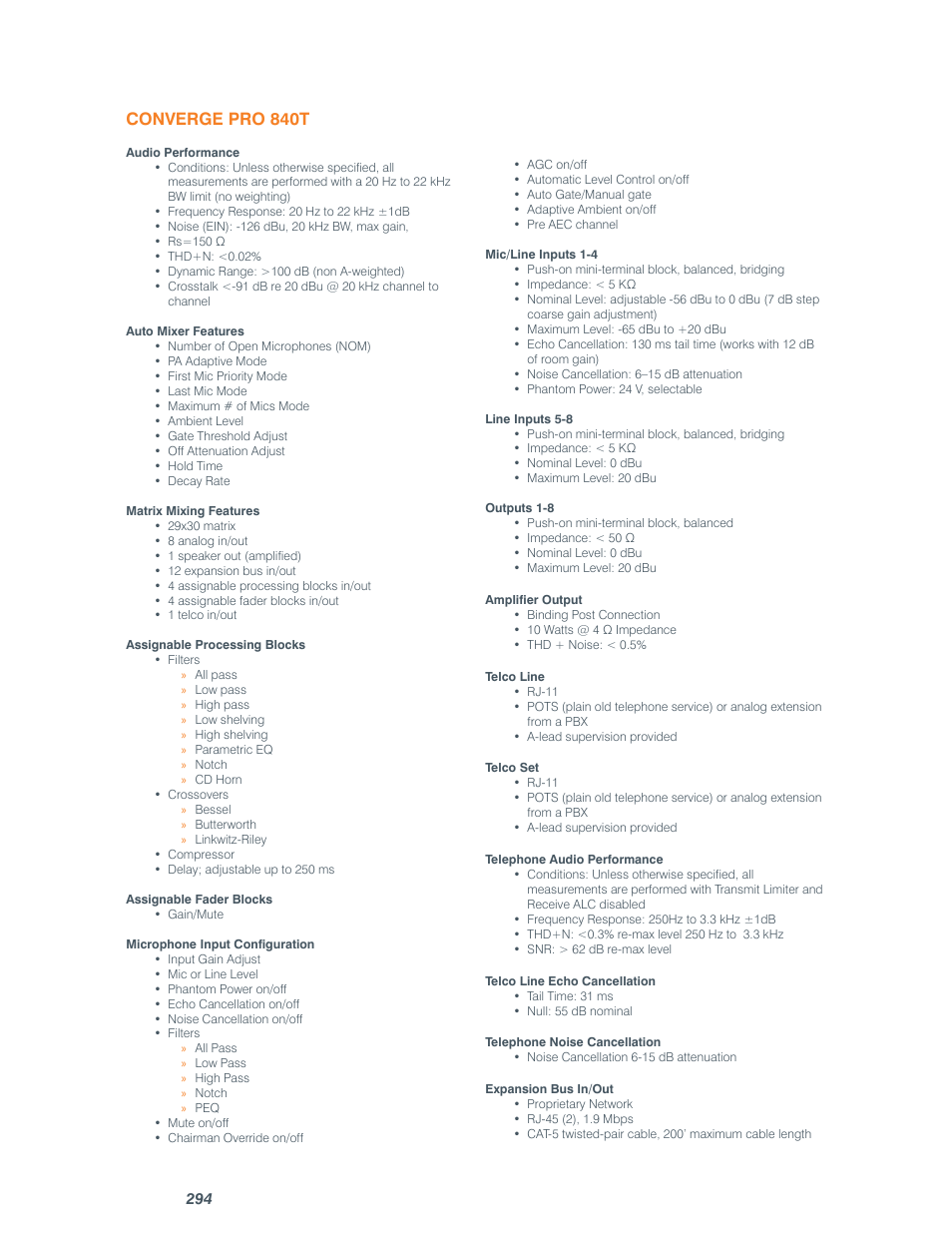 Converge pro 840t | ClearOne comm CONVERGE SR 1212 User Manual | Page 299 / 320