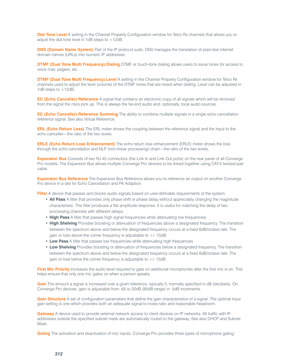 ClearOne comm CONVERGE SR 1212 User Manual | Page 317 / 320