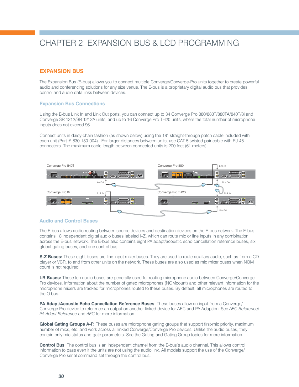 Chapter 2: expansion bus & lcd programming | ClearOne comm CONVERGE SR 1212 User Manual | Page 35 / 320