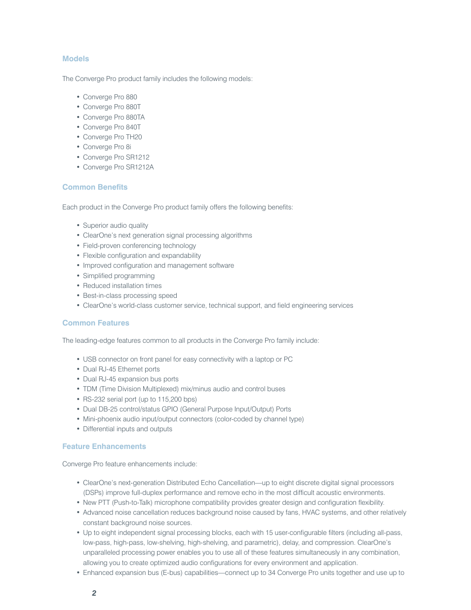 ClearOne comm CONVERGE SR 1212 User Manual | Page 7 / 320