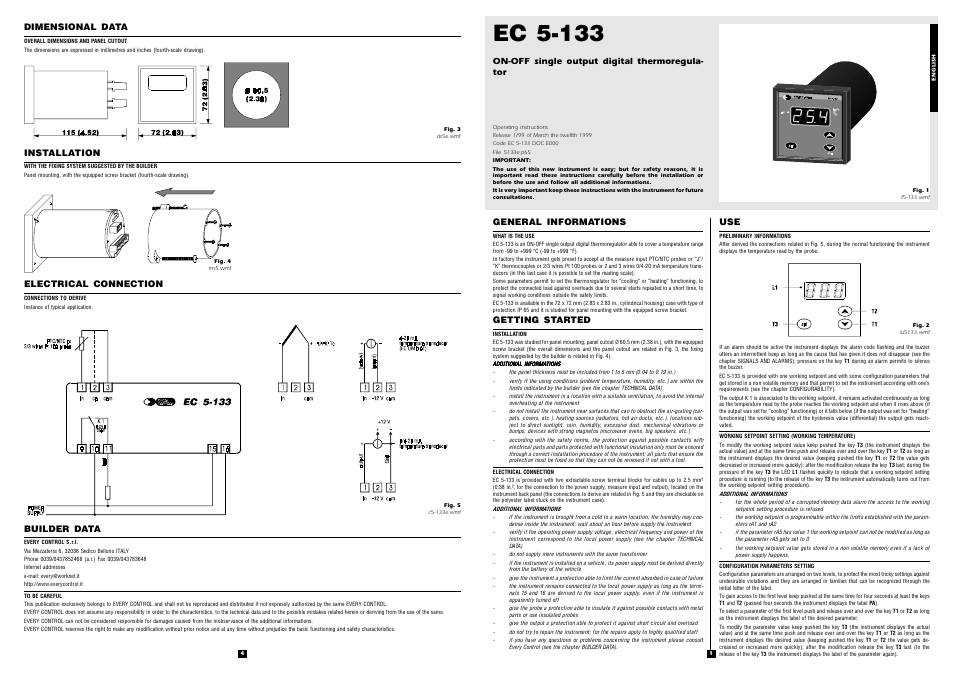 EVCO EC5133 User Manual | 2 pages