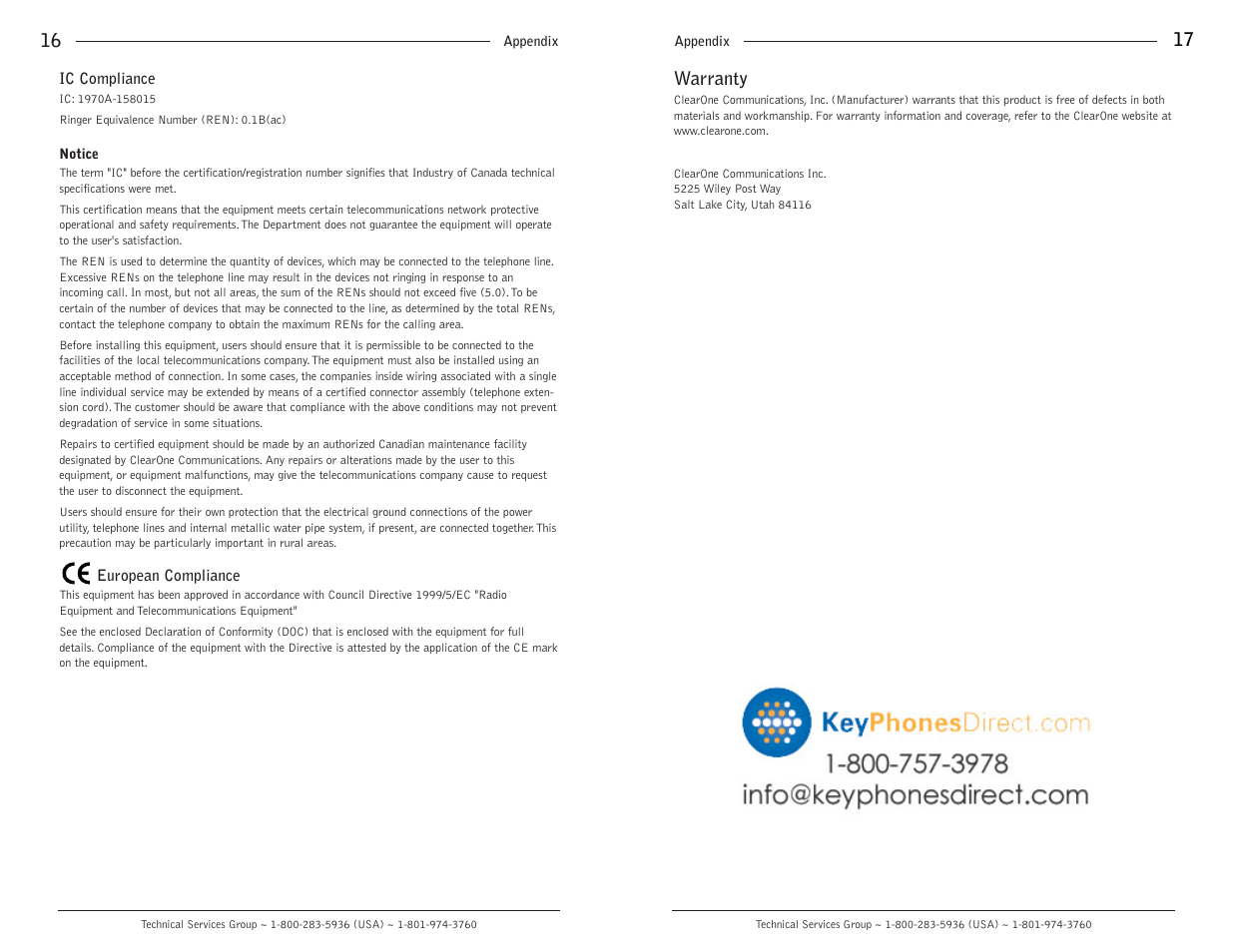 Warranty | ClearOne comm MAXTM EX Telephone User Manual | Page 10 / 10