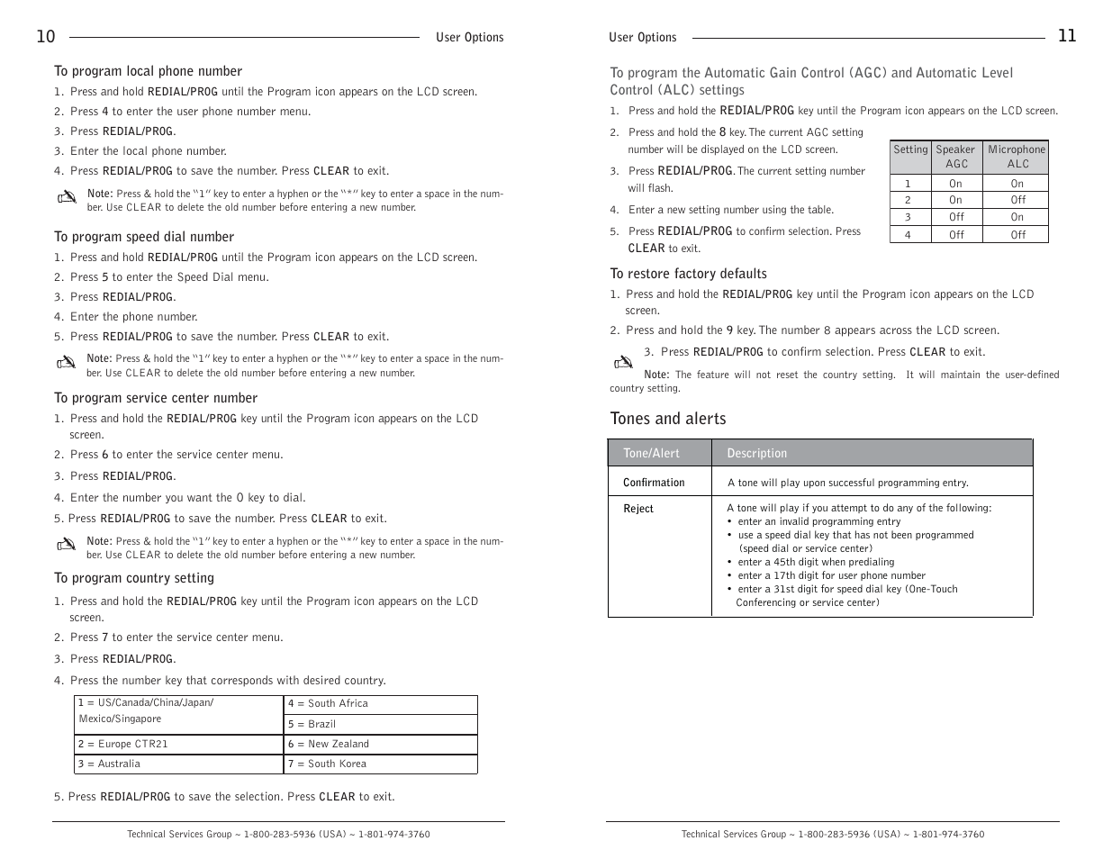 Tones and alerts | ClearOne comm MAXTM EX Telephone User Manual | Page 7 / 10