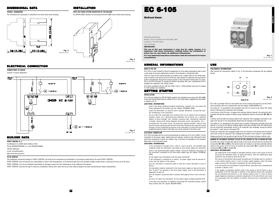EVCO EC6105 User Manual | 2 pages