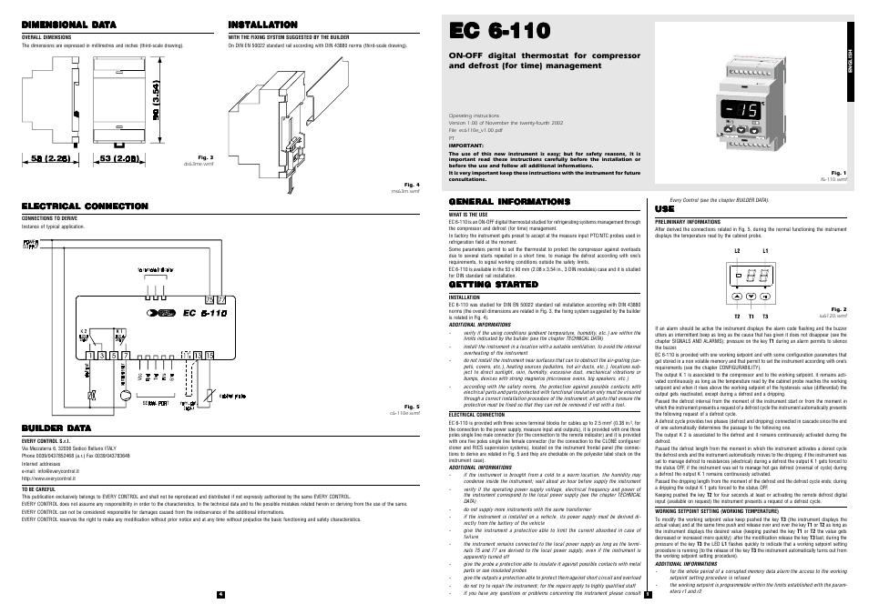 EVCO EC6110 User Manual | 2 pages