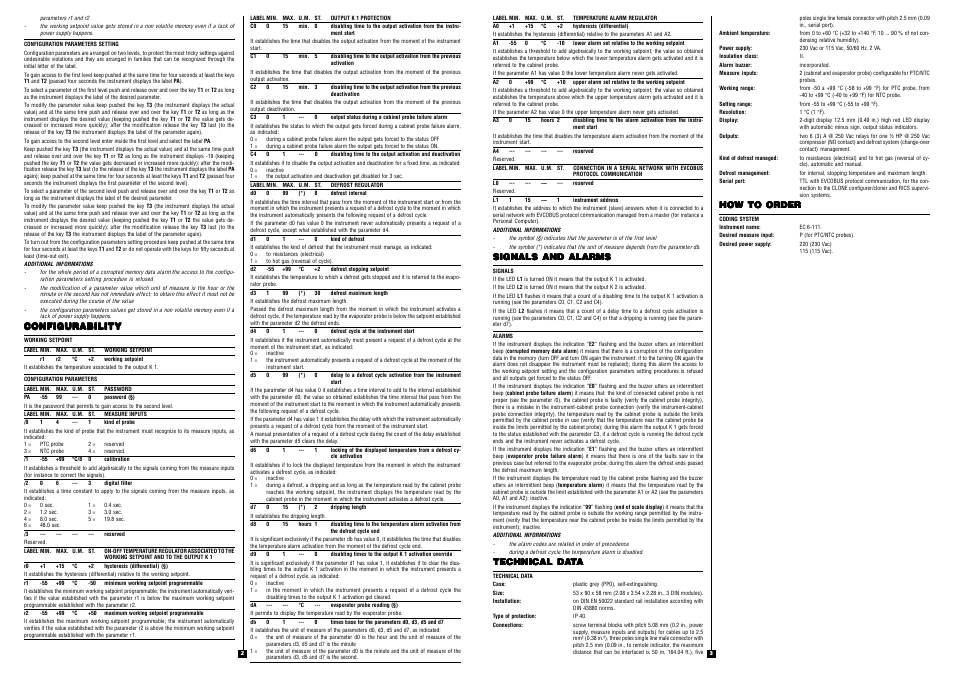 Configurability, Signals and alarms, Technical da | How to order | EVCO EC6111 User Manual | Page 2 / 2