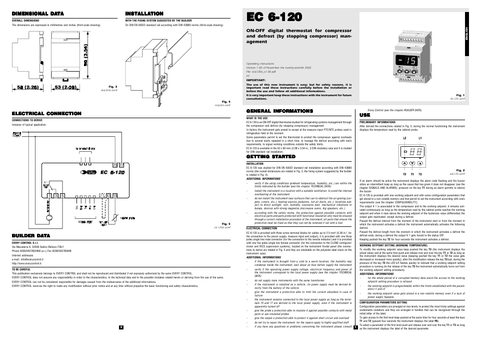 EVCO EC6120 User Manual | 2 pages