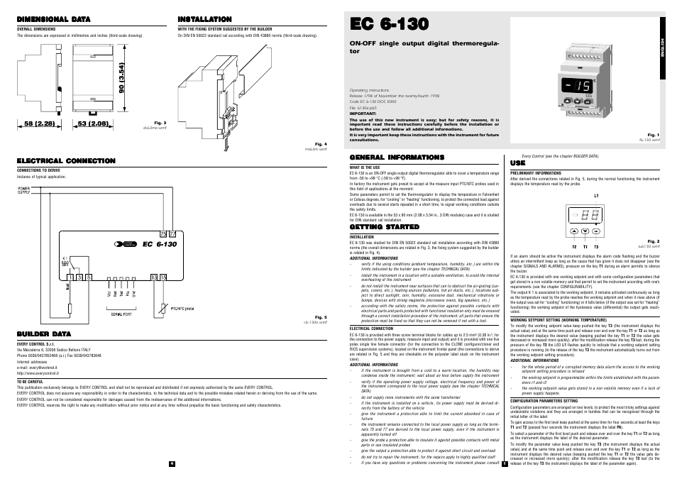 EVCO EC6130 User Manual | 2 pages