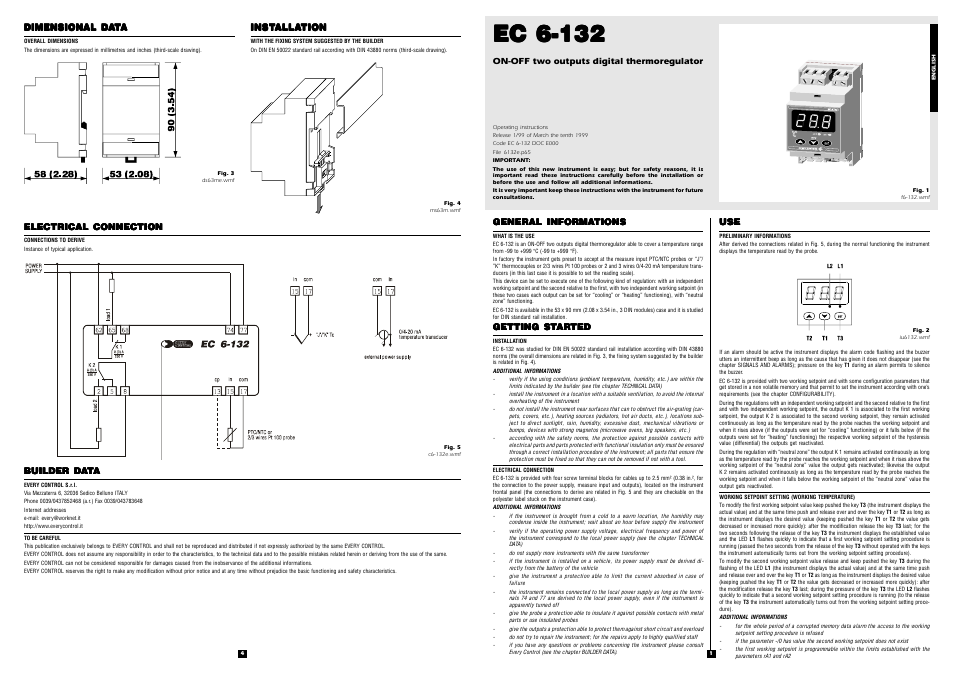 EVCO EC6132 User Manual | 2 pages