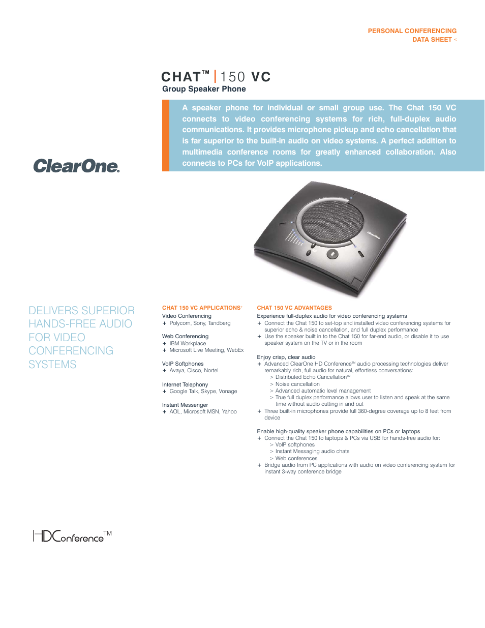 ClearOne comm Chat 150 VC User Manual | 2 pages