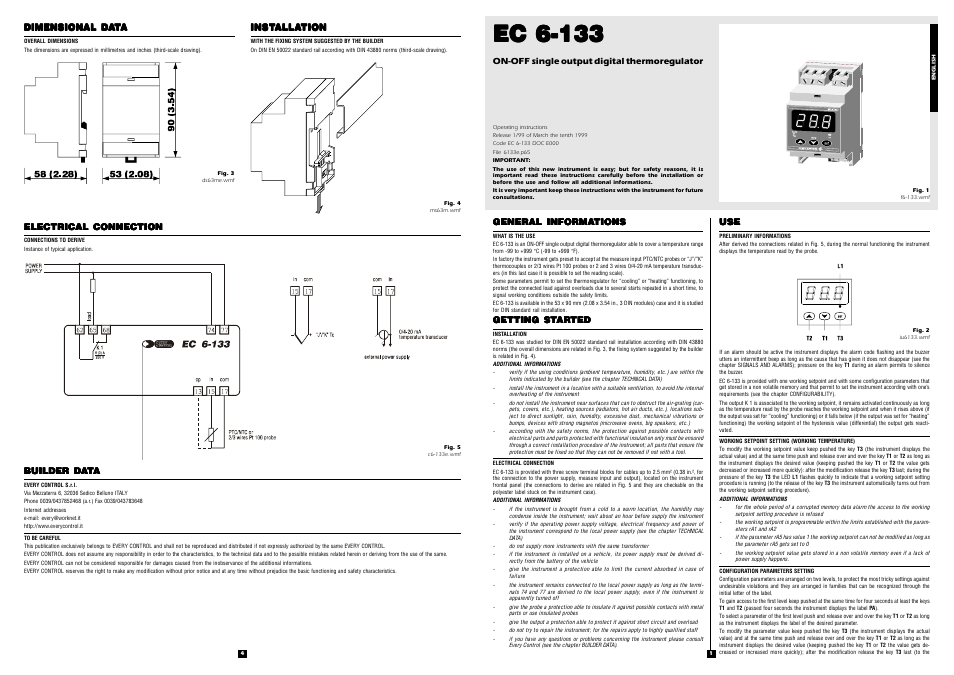 EVCO EC6133 User Manual | 2 pages