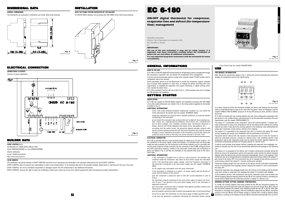 EVCO EC6180 User Manual | 2 pages
