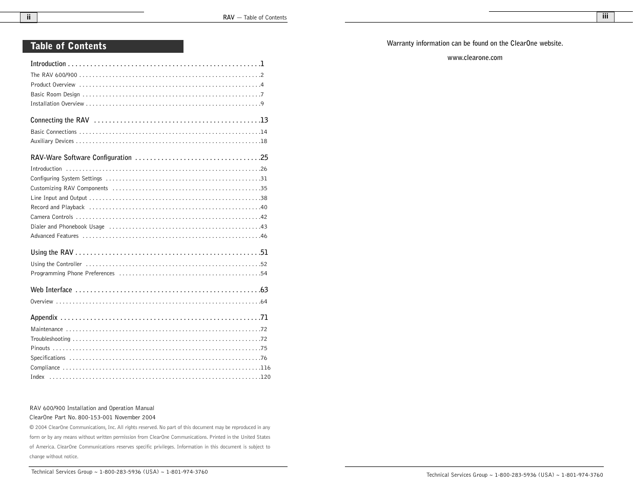 ClearOne comm ClearOne RAV 900 User Manual | Page 2 / 63