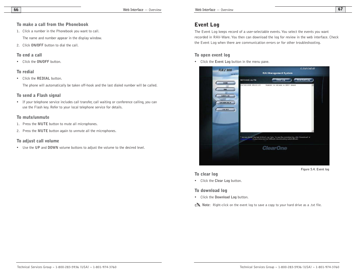 Event log | ClearOne comm ClearOne RAV 900 User Manual | Page 36 / 63