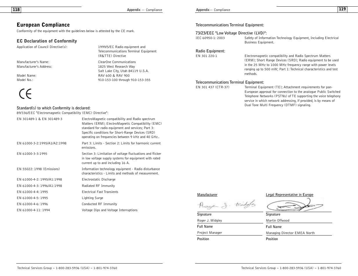 European compliance | ClearOne comm ClearOne RAV 900 User Manual | Page 62 / 63