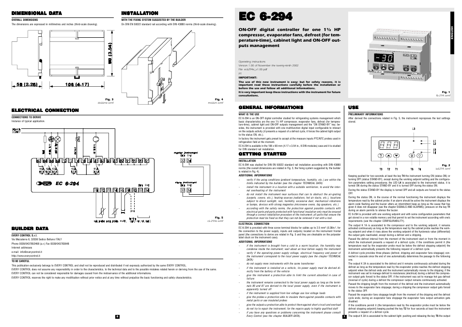 EVCO EC6294 User Manual | 6 pages