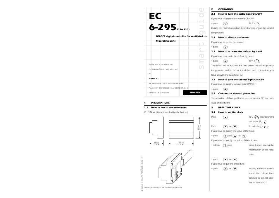 EVCO EC6295S201 User Manual | 6 pages