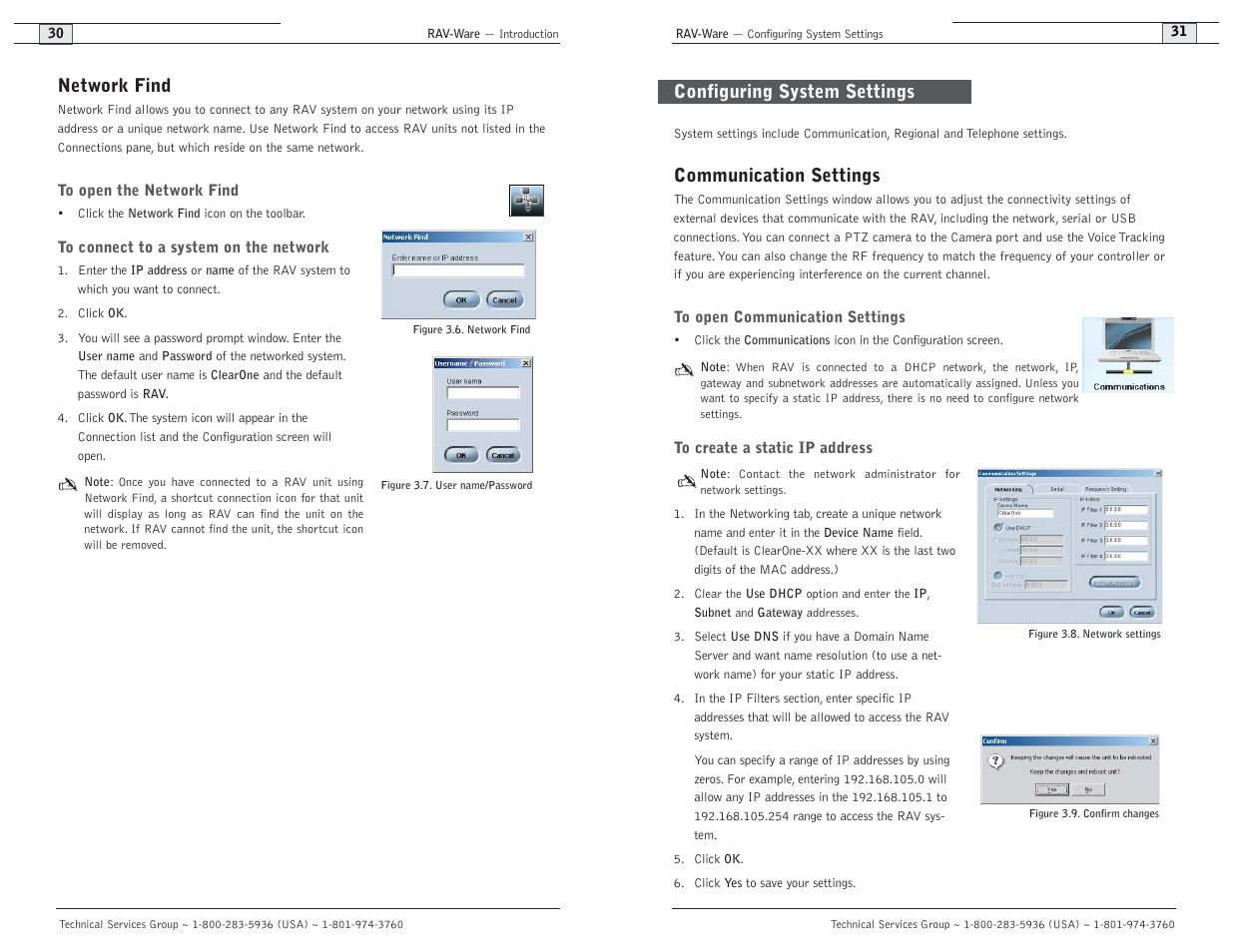 Network find, Communication settings, Configuring system settings | ClearOne comm RAV 900 User Manual | Page 18 / 63