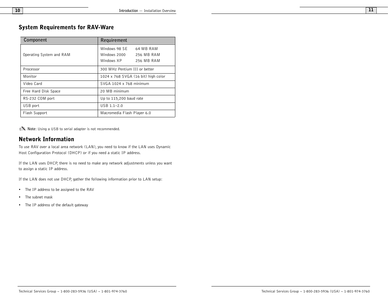 System requirements for rav-ware, Network information | ClearOne comm RAV 900 User Manual | Page 8 / 63