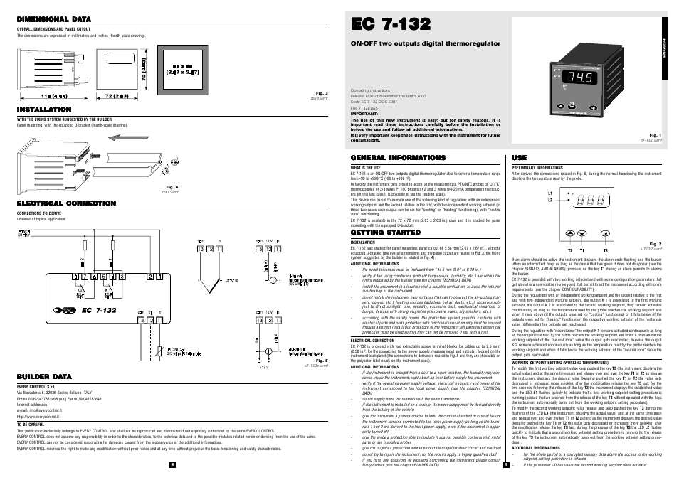 EVCO EC7132 User Manual | 2 pages