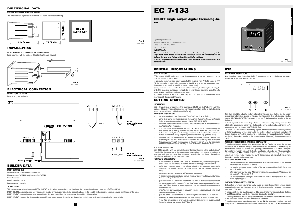 EVCO EC7133 User Manual | 2 pages