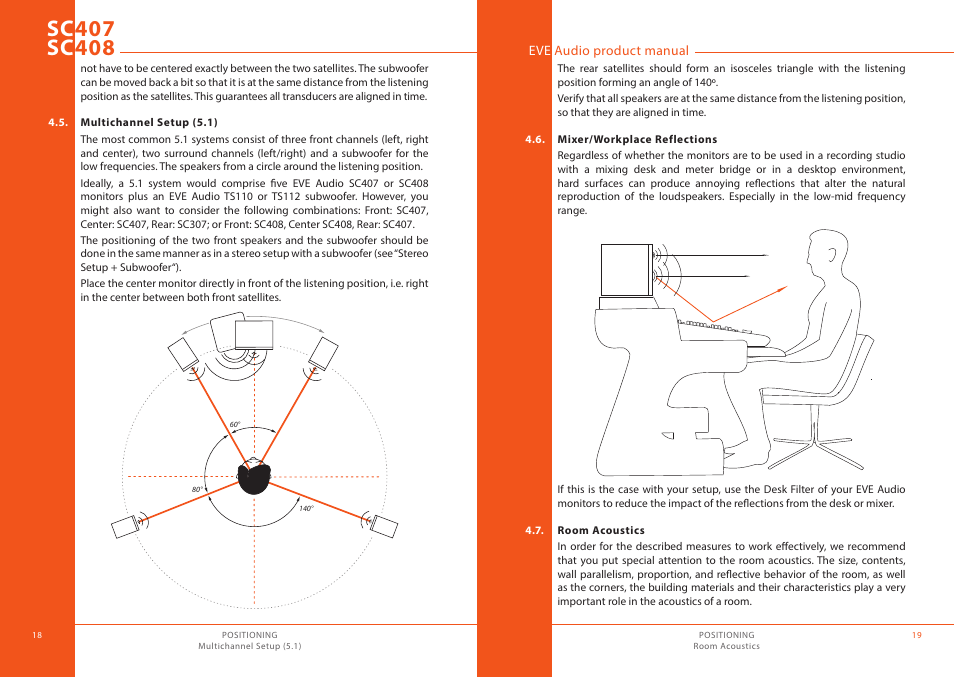 Multichannel setup (5.1), Mixer/workplace reflections, Room acoustics | EVE audio SC408 - User manual User Manual | Page 10 / 13