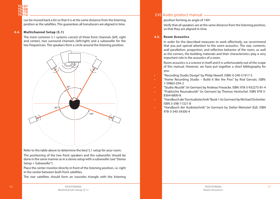 Multichannel setup (5.1), Room acoustics | EVE audio TS112 - User manual User Manual | Page 9 / 13