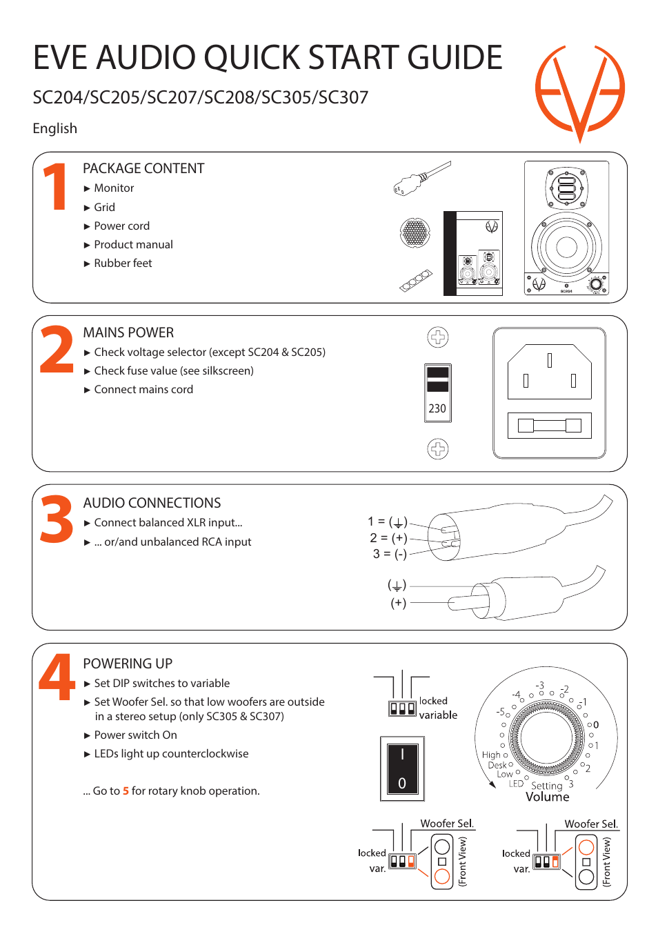 EVE audio SC307 - Quick start guide User Manual | 2 pages