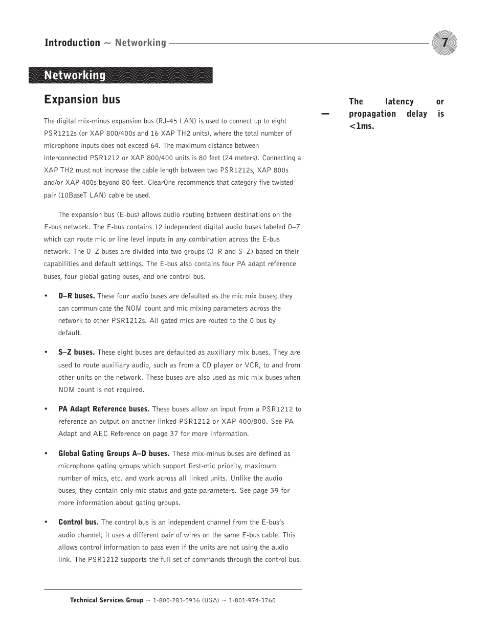 Networking, Expansion bus | ClearOne comm PSR1212 User Manual | Page 13 / 145