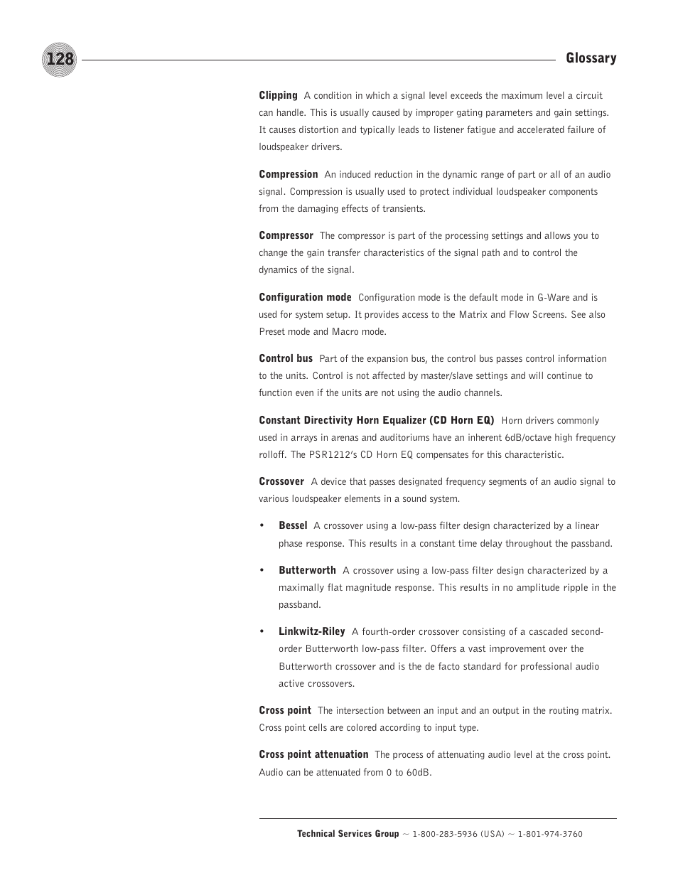 Glossary | ClearOne comm PSR1212 User Manual | Page 134 / 145